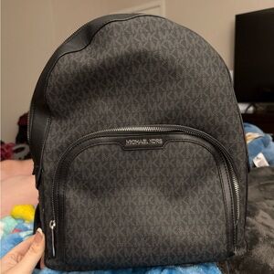 Michael Kors Jaycee Large Backpack Logo Signature MK Black